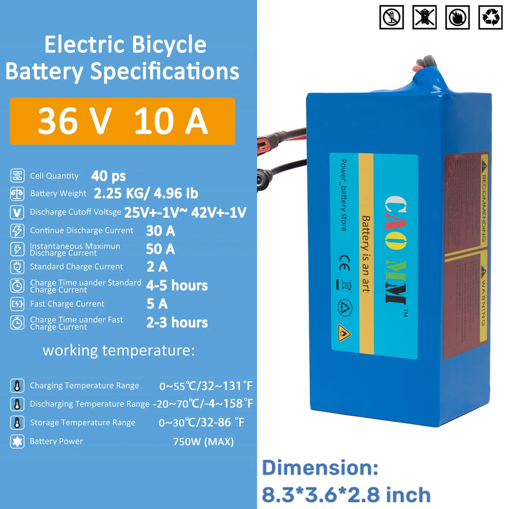 36V 10Ah Lithium Ebike Battery with 2A Charger Y335224