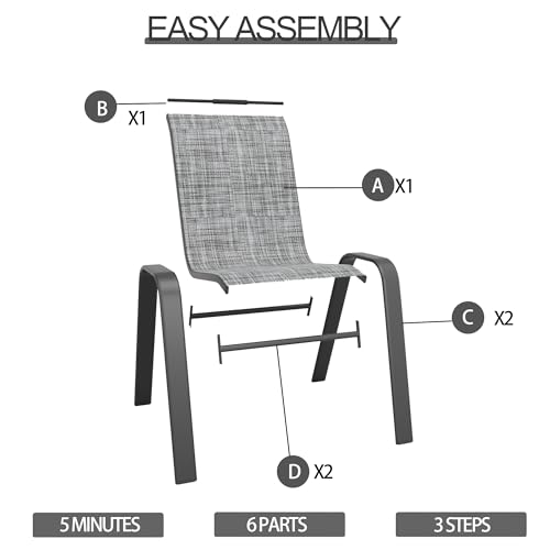 Patio Dining Chairs Set of 4 Stackable Textilene Fabric Rustproof Metal Frame B875419