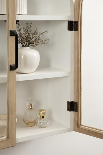 Natural Wood and White Arched Wall Cabinet Q739749