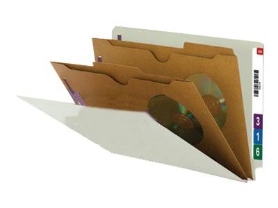Legal Size Gray/Green 2 Pocket File Folder with Fasteners, 10/Box O6640