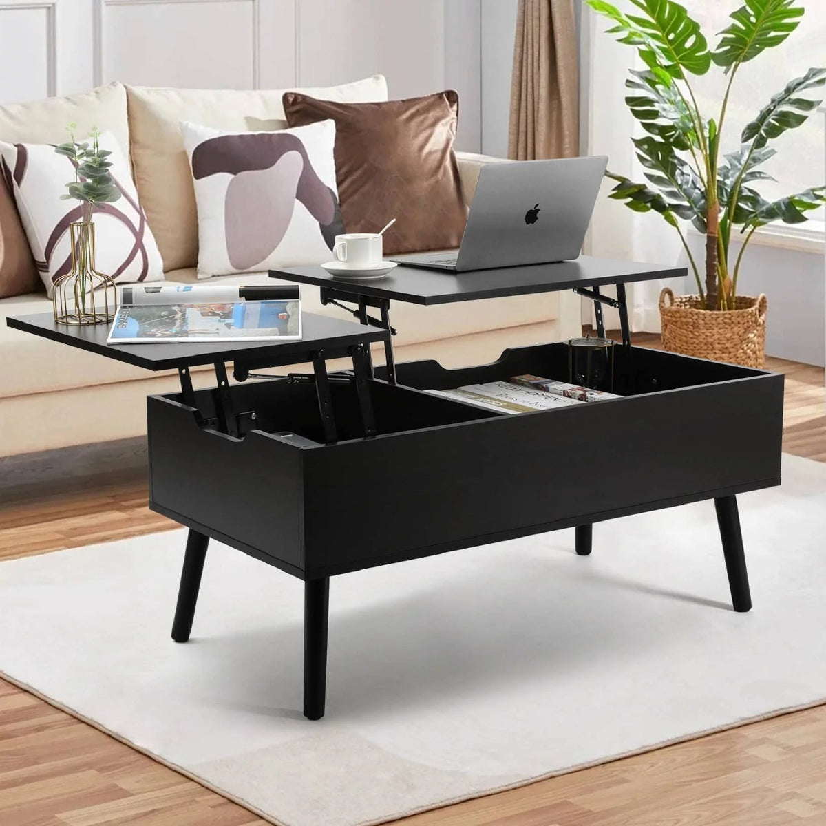 Black Lift Top Coffee Table with Storage D60731
