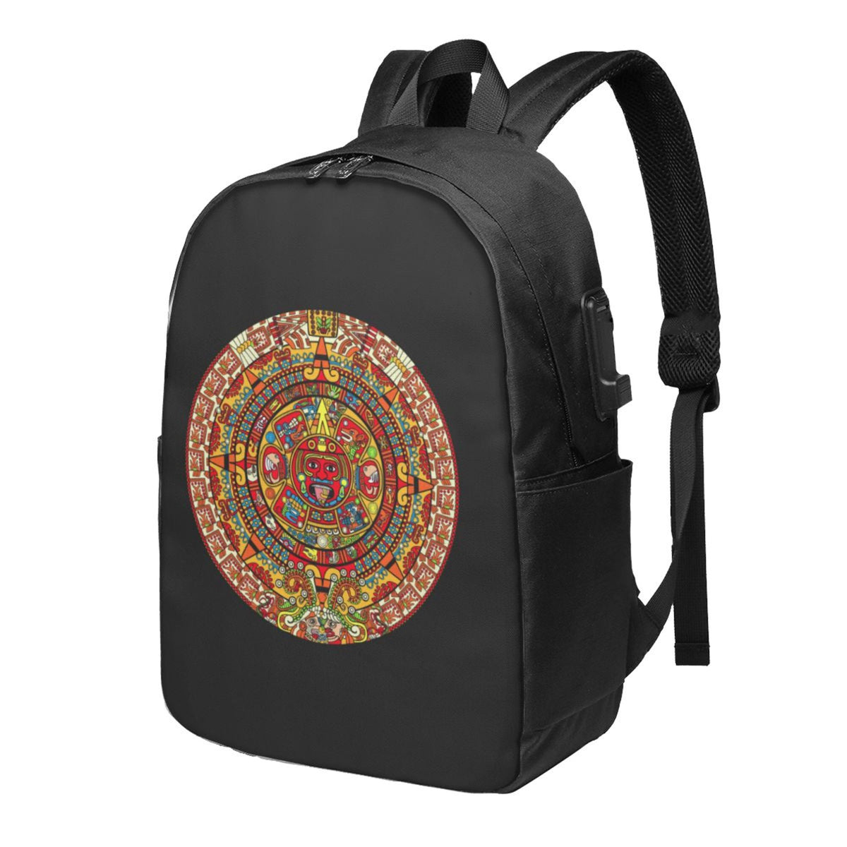 Colorful Aztec Calendar Print Laptop Backpack D15785