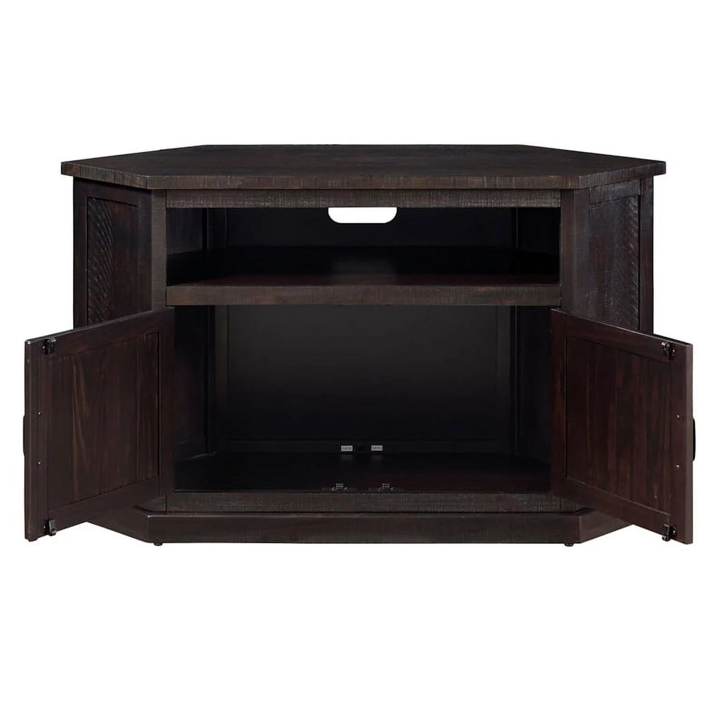 Rustic Wooden Corner TV Stand with 2 Door Cabinet Q770691