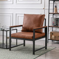 Orange Faux Leather Accent Chair with Black Metal Frame Q420523
