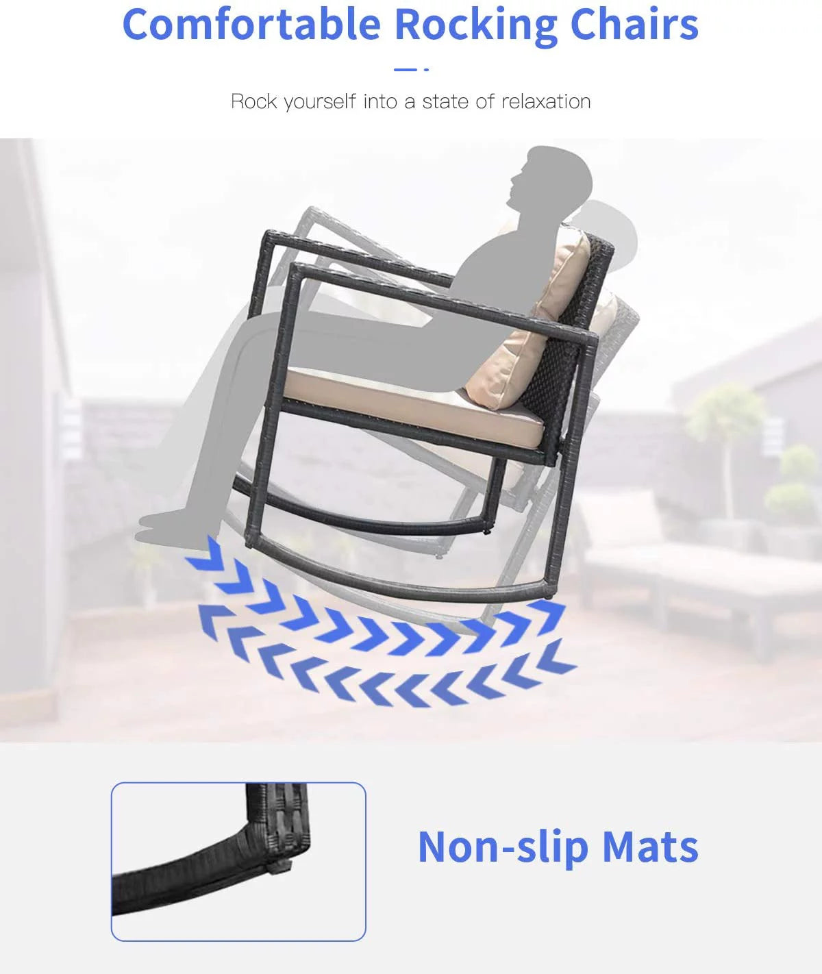 3 Piece Wicker Patio Furniture Set with Coffee Table L266