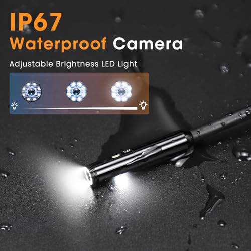 Triple Lens Sewer Inspection Camera with Light 50 ft, 5" IPS Screen 1080P Industrial Borescope, IP67 Waterproof Q701
