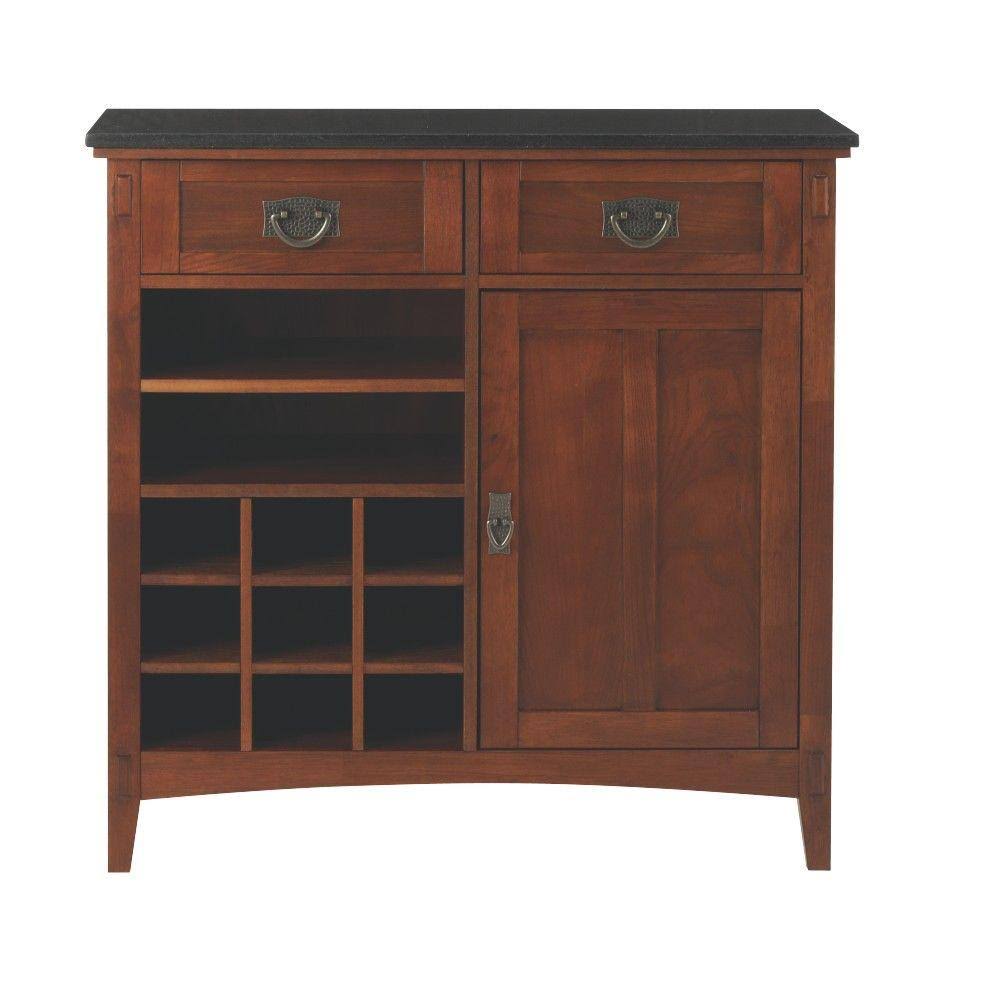 Medium Oak 2-Drawer Bar Cabinet J655