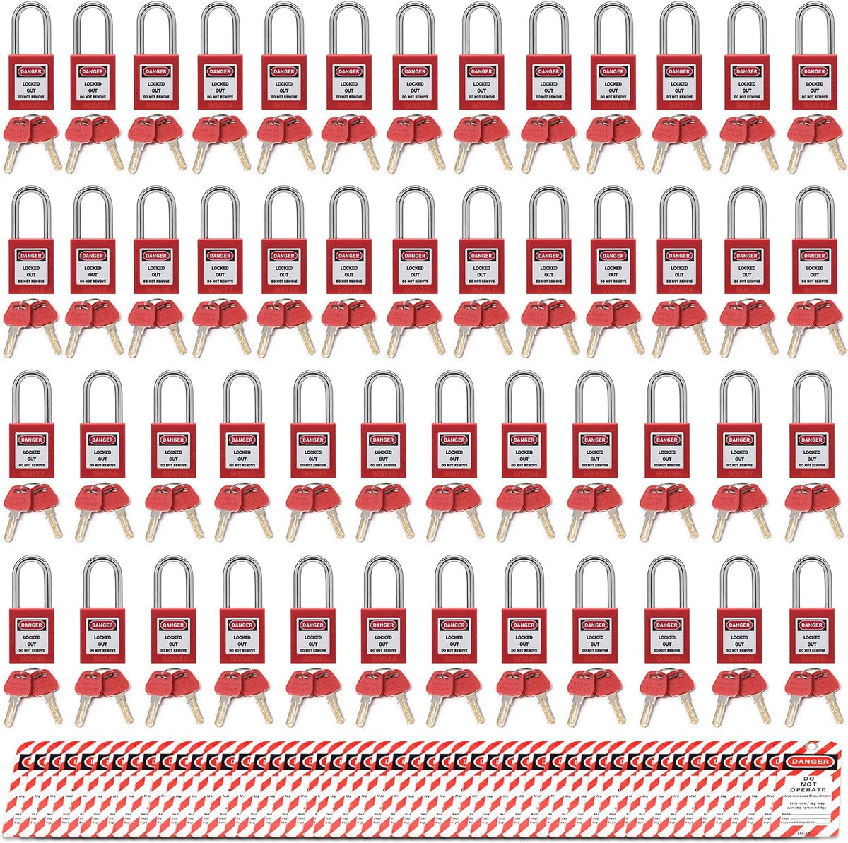 50 Locks 50 Tags Red Lockout Tagout Safety Padlocks Kit F191