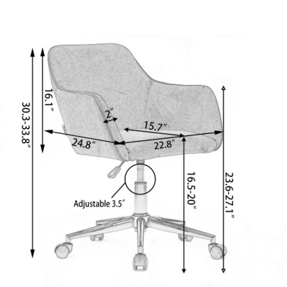 Orange Velvet Adjustable Height Office Chair with Gold Metal Legs and Wheels I26607