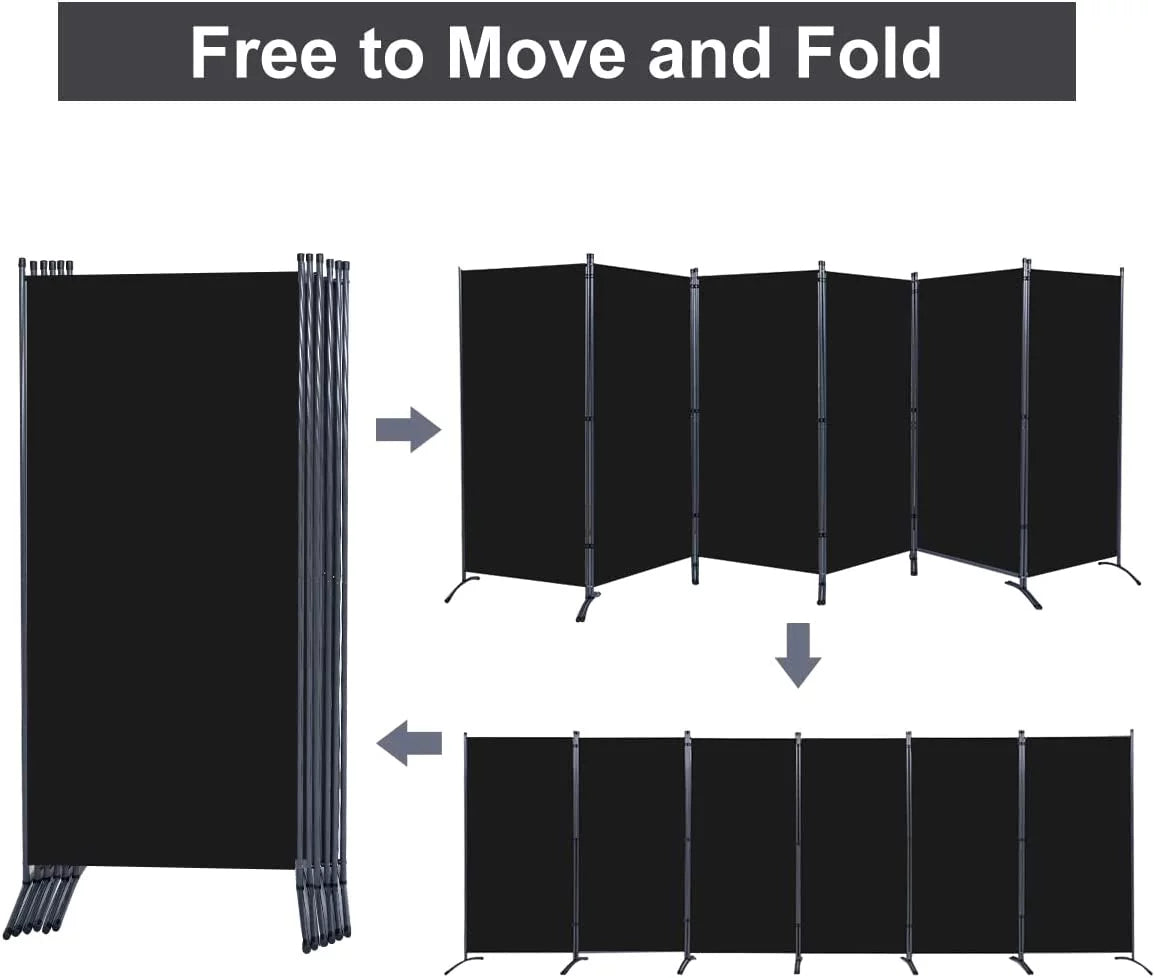 Black 6-Panel Folding Room Divider E4878