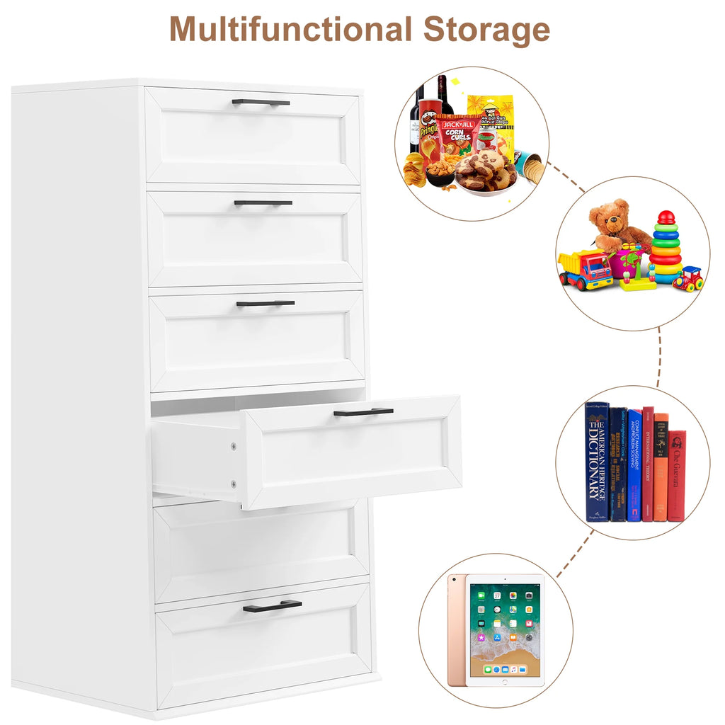 White 6 Drawer Tall Dresser J75440