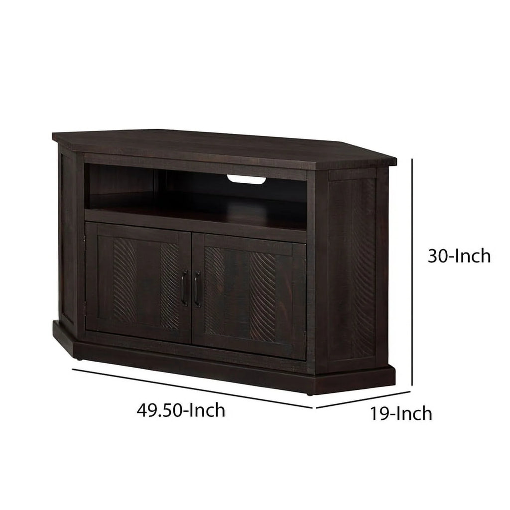 Rustic Wooden Corner TV Stand with 2 Door Cabinet Q770691