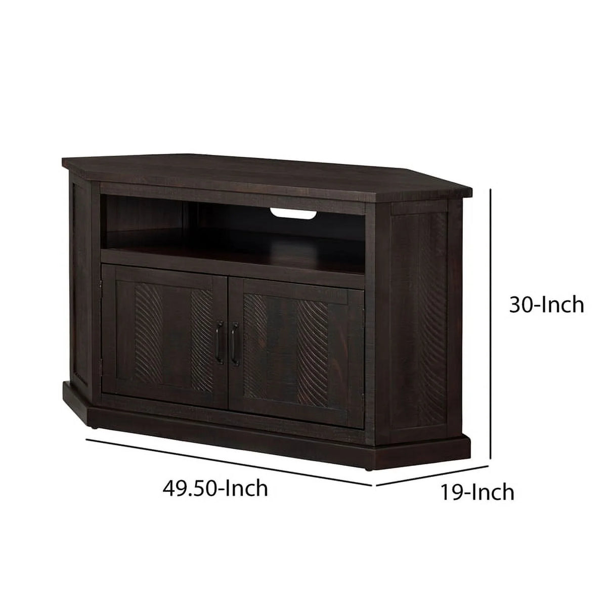 Rustic Wooden Corner TV Stand with 2 Door Cabinet Q770691