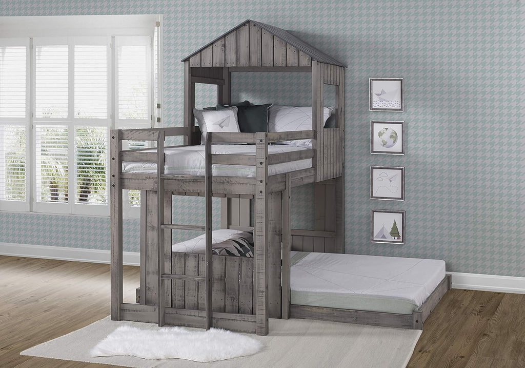Rustic Dirty Grey Twin over Full Loft Bunkbed X515