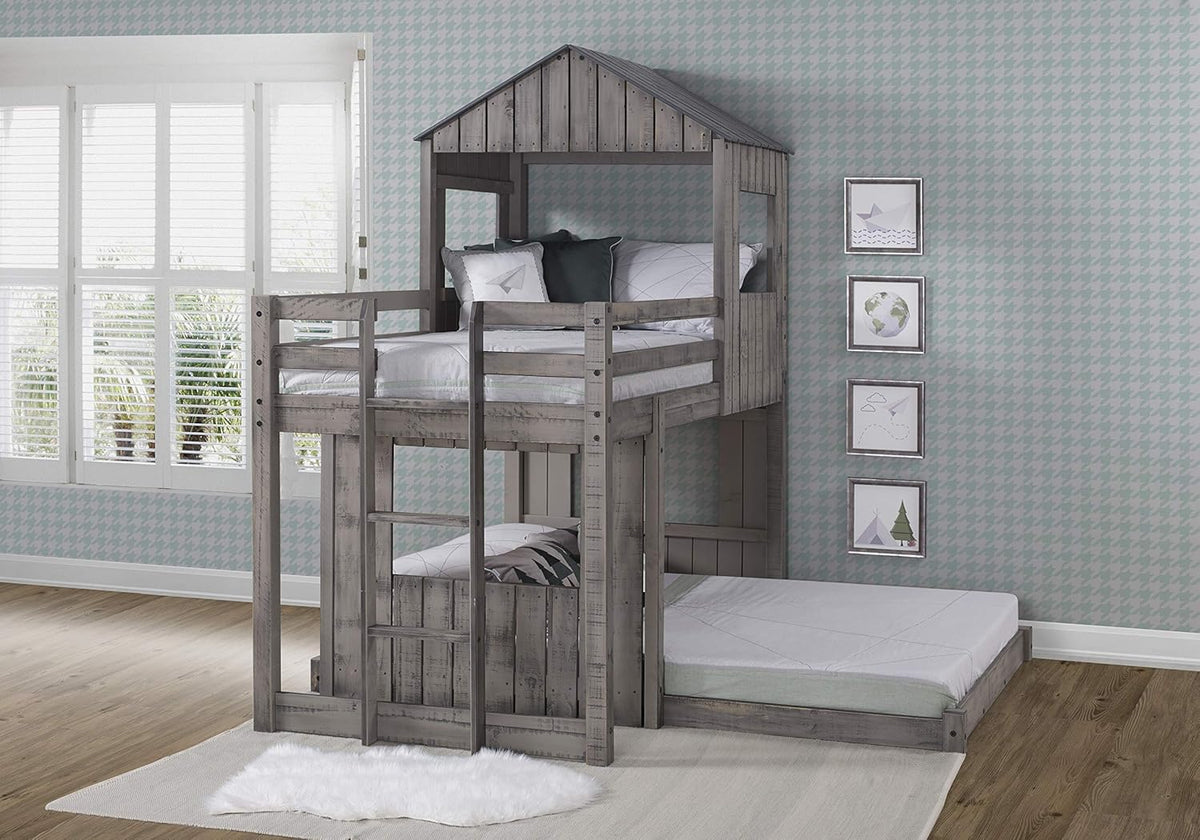 Rustic Dirty Grey Twin over Full Loft Bunkbed X515