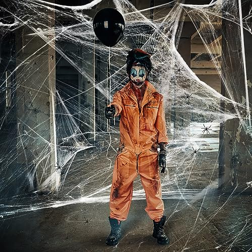 Halloween Spider Webs with 150 Fake Spiders 1400 Sqft Q55118