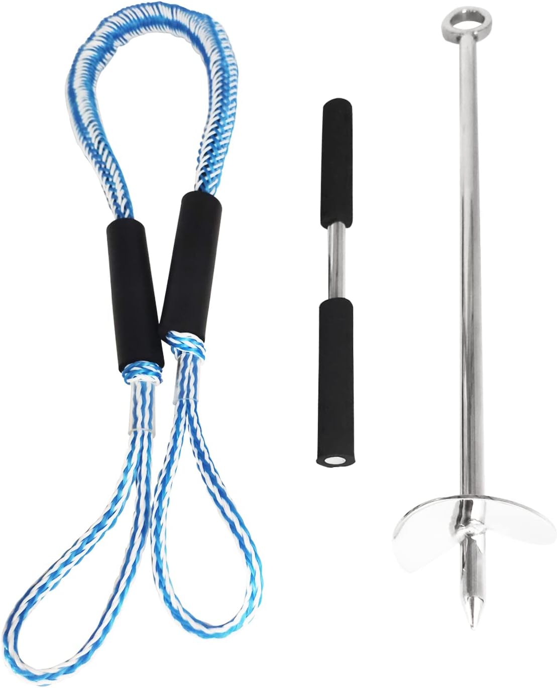 36" Marine Grade Stainless Steel 316 Boat Sand Anchor Kit with Bungee Dock Line and Case, Pack of 2 I698117