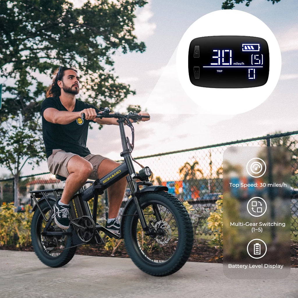 20 Fat Tire Folding Electric Bike 750W 48V 15Ah D6682