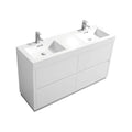 60 in. Double Sink Free Standing High Gloss White Bathroom Vanity D9622