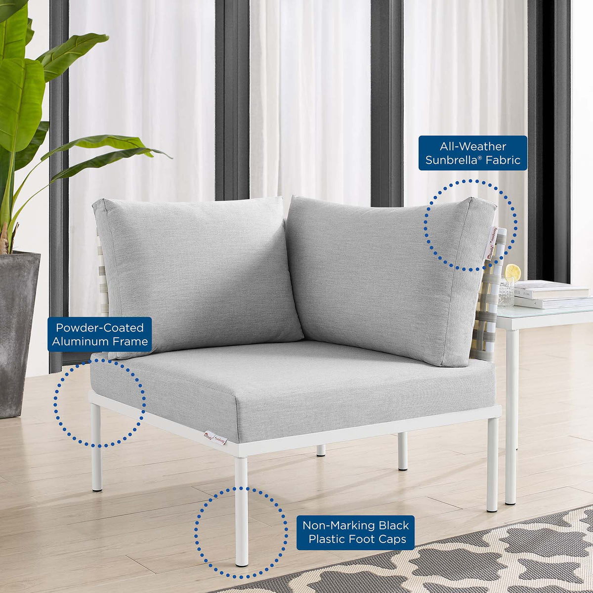 Grey Aluminum Outdoor Corner Chair V63680