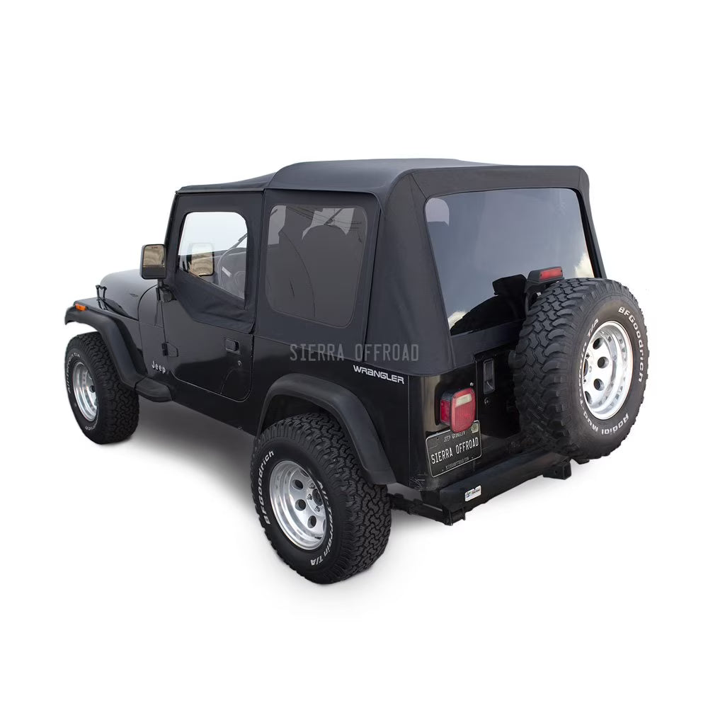 Black Denim Vinyl 2 Door Jeep Soft Top with Rear Plastic Tinted Windows Y312412
