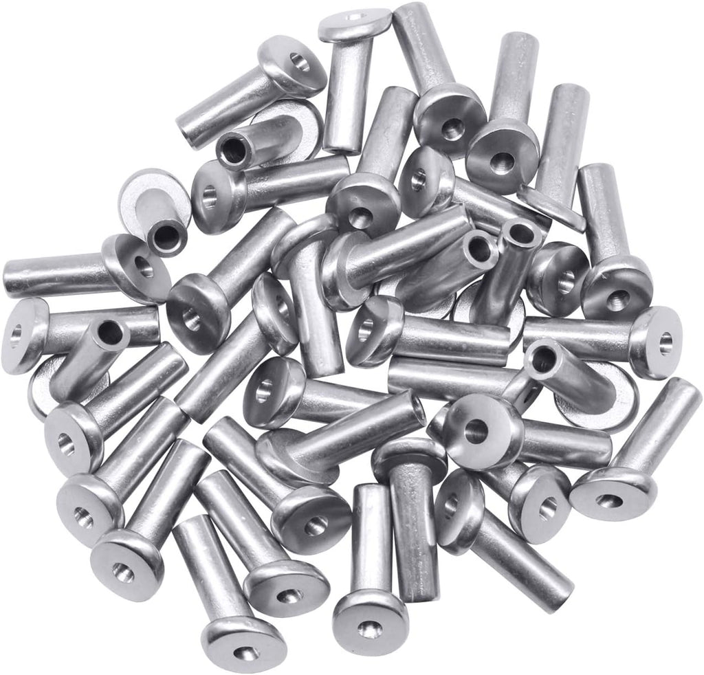 40 Pack 45 Degree T316 Marine Grade Stainless Steel Angle Beveled Protector Sleeves Wood Post Protector for 1/8", 5/32", 3/16" Wire Rope Cable Railing P322