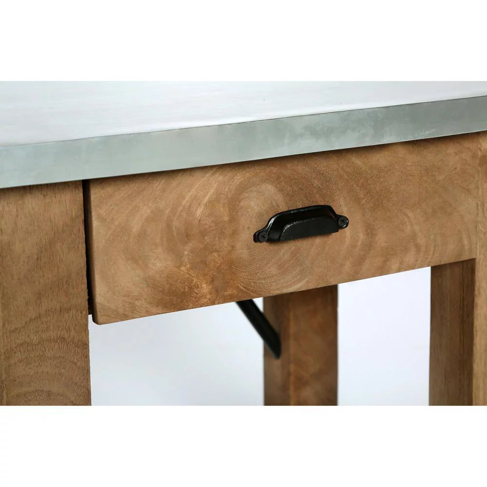 22" Wood and Zinc Metal End Table with Drawer K8473