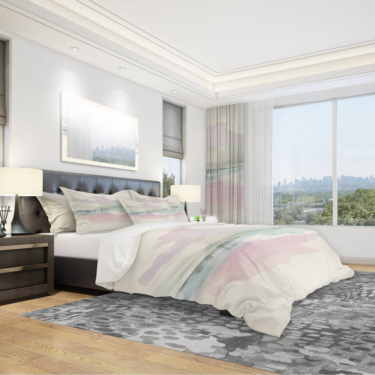 King Geometric Bedding Set with 2 King Shams Q6679