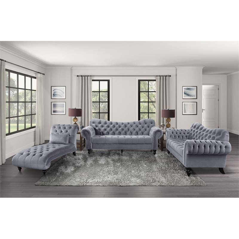 Dark Gray Velvet Loveseat with Nailhead Q8213