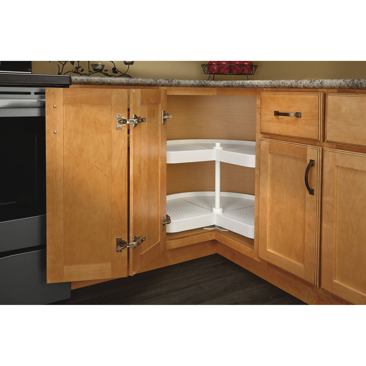 Almond Polymer Kidney Lazy Susan 2-Shelf N279