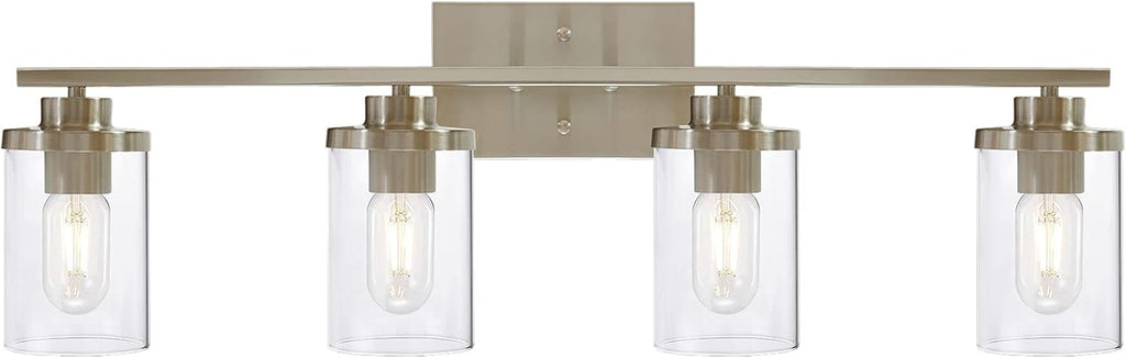Industrial Brushed Nickel 4-Lights Clear Glass Wall Lamp Light Fixture I553306