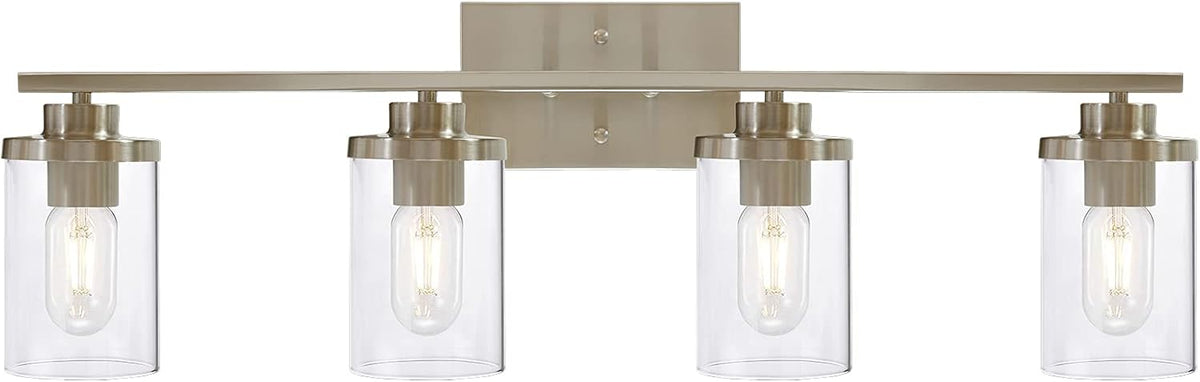 Industrial Brushed Nickel 4-Lights Clear Glass Wall Lamp Light Fixture I553306