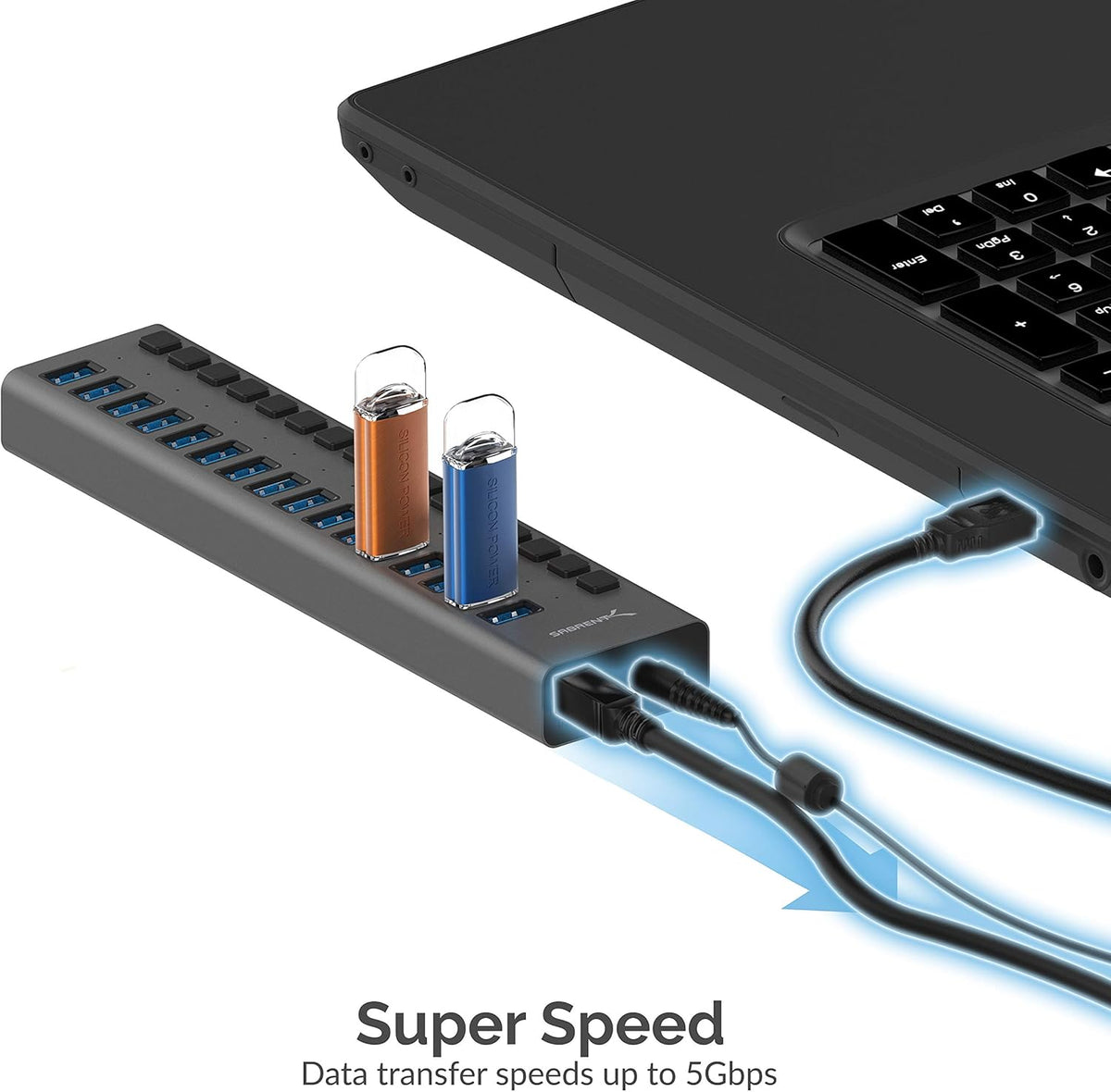 16-Port USB 3.0 Data Hub and Charger with Individual Switches S189
