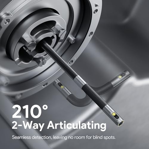 Dual Lens Articulating Endoscope Camera with Lights, 4.5" Screen, 5FT Flexible G457