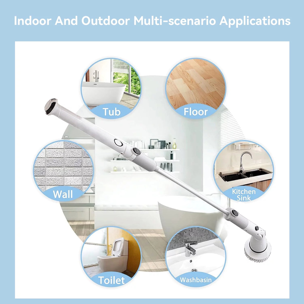 Cordless Electric Spin Scrubber with 4 Replaceable Heads M501179