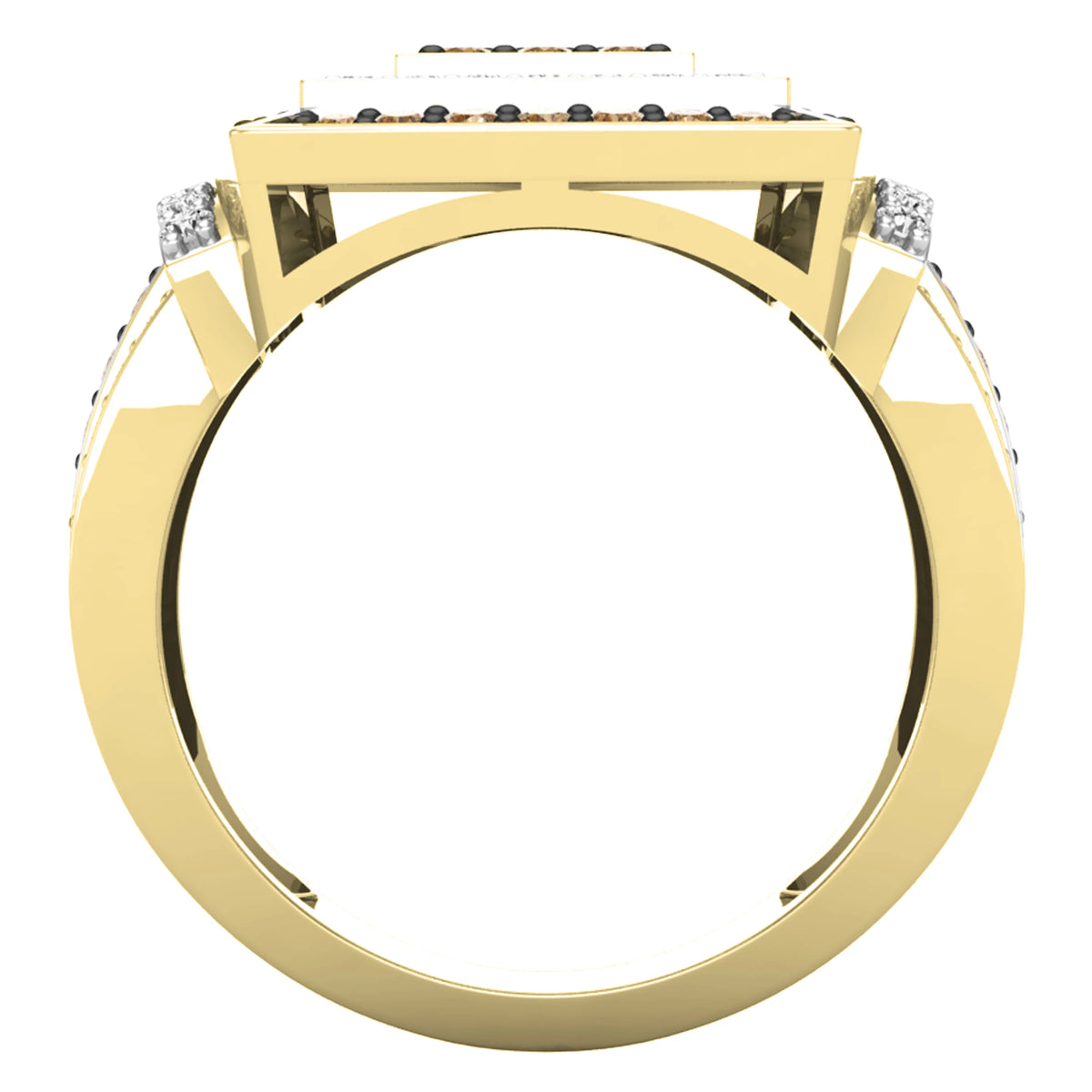 1.00 Carat Round Champagne & White Diamond Bridal Ring in 10K Yellow Gold, Size 5 V40742