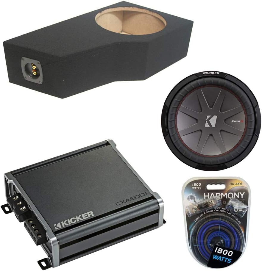 Dual 10 Kicker C10 Subwoofer Rhino Coated Sub Box Enclosure Y20541