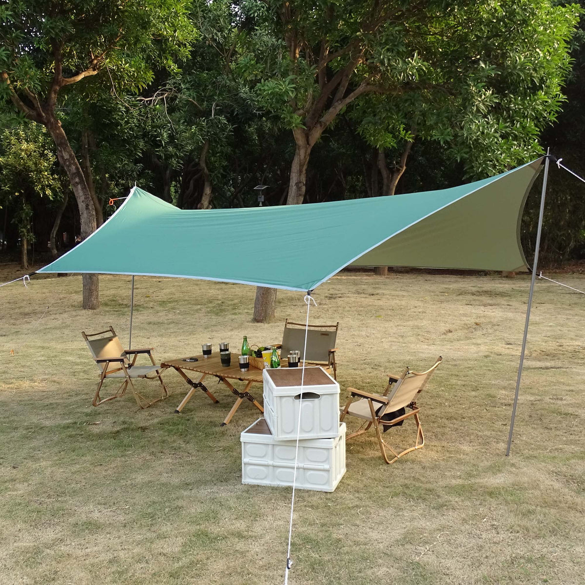 Waterproof Camping Tarp with Poles T5095