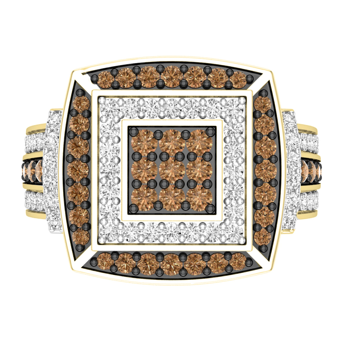 1.00 Carat Round Champagne & White Diamond Bridal Ring in 10K Yellow Gold, Size 5 V40742