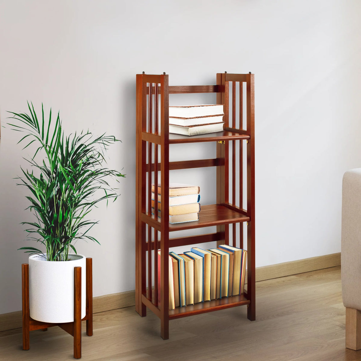 3-Shelf Folding Bookcase, Walnut P9950