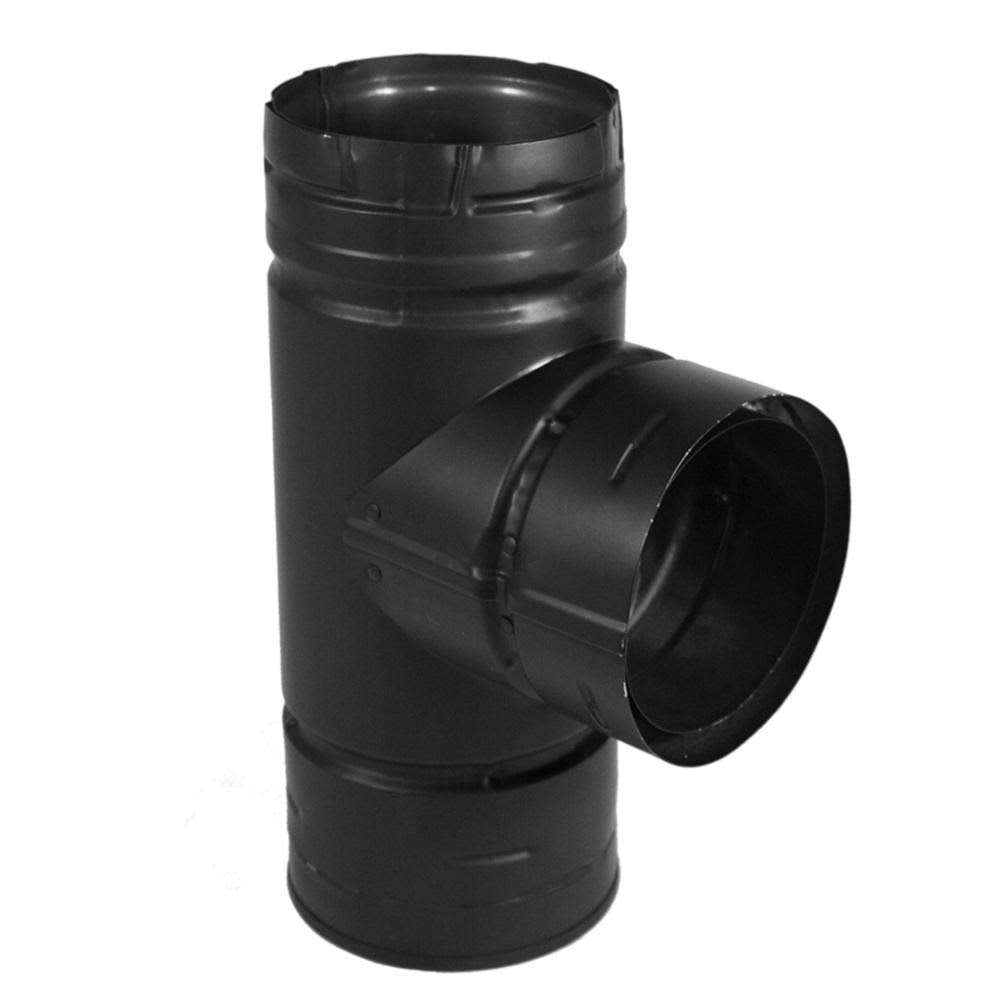 4 in. PelletVent Single Tee with Clean-Out Cap Black K55771