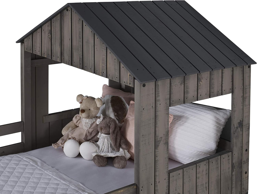 Rustic Dirty Grey Twin over Full Loft Bunkbed X515