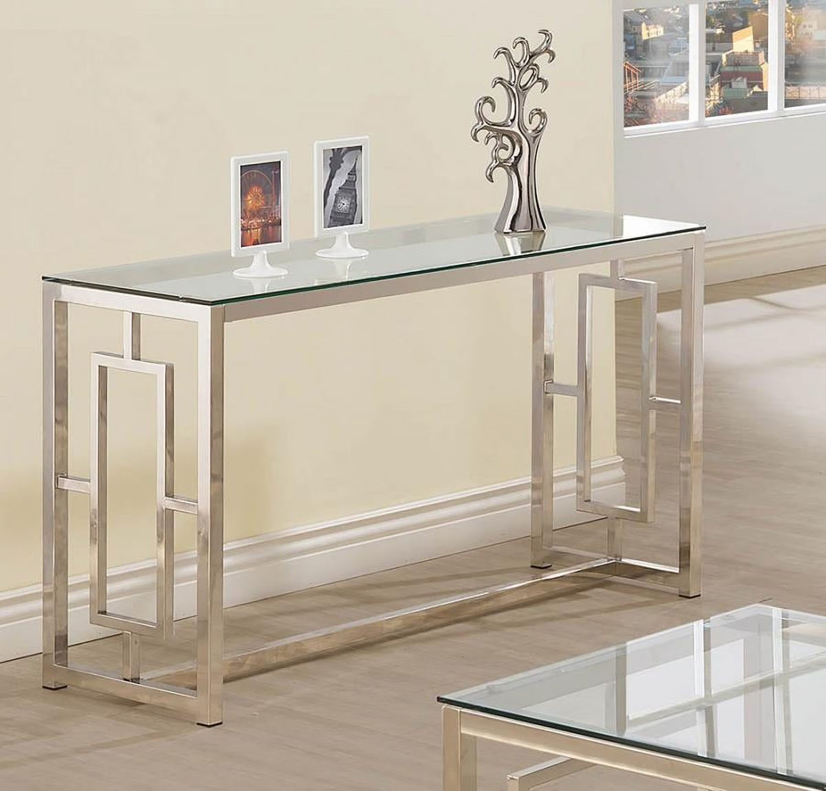 Nickel Rectangle Glass Top Sofa Table Z868759
