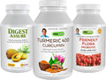 3 Product Digestive Bundle 60 Capsules Turmeric 400 Curcumin Z57648