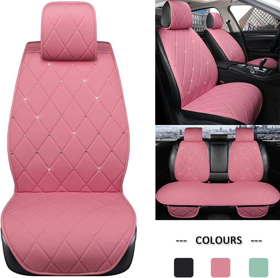 Black Velvet Front Car Seat Cover Protector with Rhinestone D8206