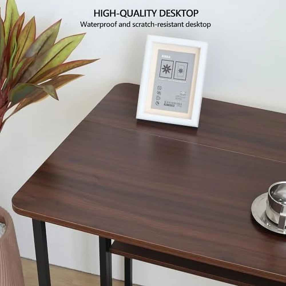 Mobile Foldable Desk with 6 Wheels and Shelves P2634