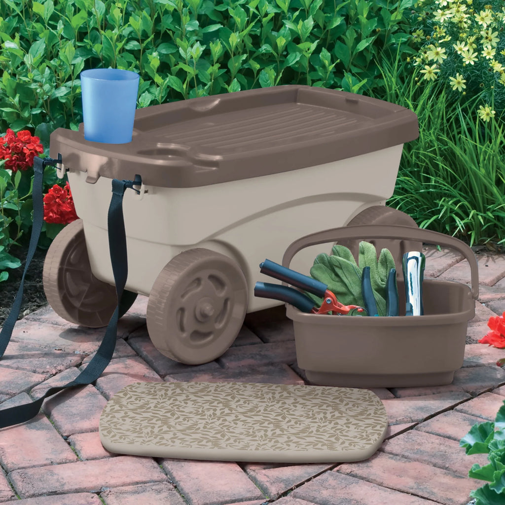 Rolling Garden Scooter with Wheels & Pull Strap N965508