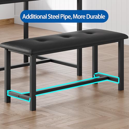 Dining Table Set for 4 with 2 Upholstered Benches R438738