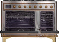 48 Dual Fuel Propane Gas Range in Stainless Steel with Brass Trim Y112