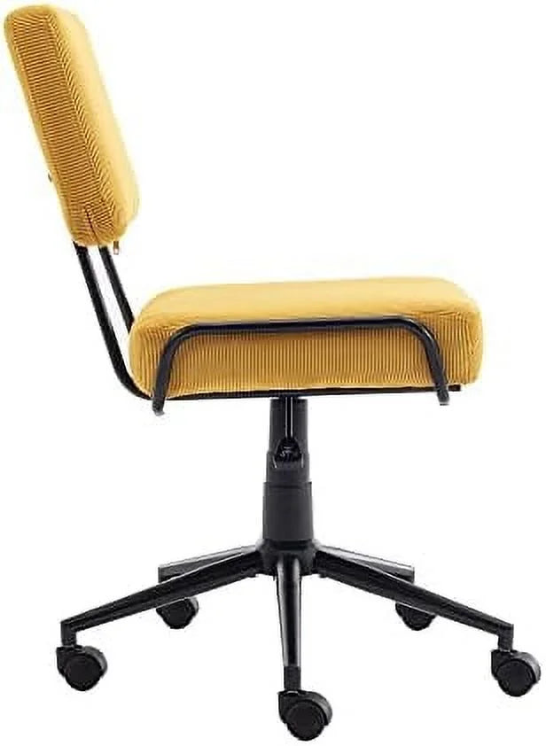 Yellow Corduroy Adjustable Height Armless Swivel Desk Chair R873